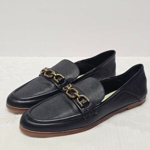 Dolce Vita Reign Tailored Chain Horsebit Black Genuine Leather Loafers Size 7.5